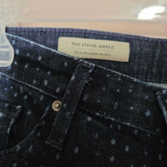 AG The Stevie Ankle Denim Jeans Slim Straight Mid Rise Sz 28 Dark Wash Polka Dot - Picture 4 of 7